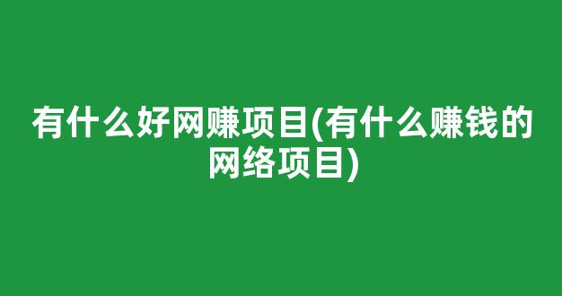 有什么好网赚项目(有什么赚钱的网络项目) - 严选资源大全 - 严选资源大全