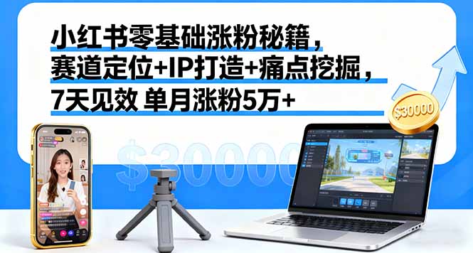 小红书零基础涨粉秘籍，赛道定位+IP打造+痛点挖掘，7天见效 单月涨粉5万+ - 严选资源大全 - 严选资源大全