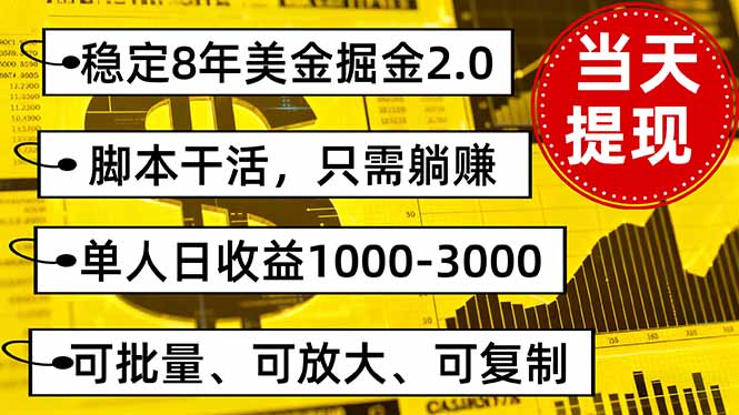 稳定8年美金掘金2.0脚本干活，只需躺赚。单人日收益1000-3000可批量、… - 严选资源大全 - 严选资源大全