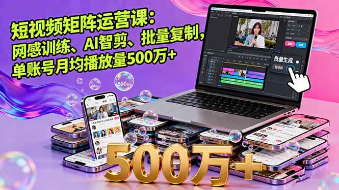 （16168期）短视频矩阵运营课：网感训练、AI智剪、批量复制，单账号月均播放量500万+ - 严选资源大全 - 严选资源大全