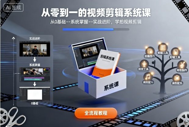 从零到一的视频剪辑系统课，从0基础–系统掌握–实战进阶，学拍视频剪辑 - 严选资源大全 - 严选资源大全