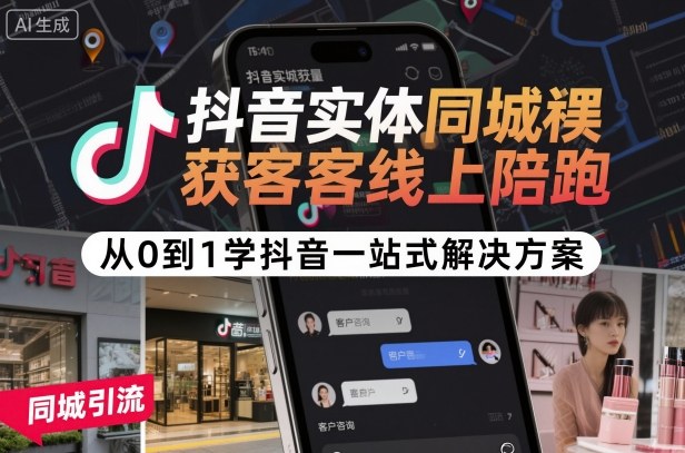 抖音实体同城获客线上陪跑，从0到1学抖音一站式解决方案 - 严选资源大全 - 严选资源大全