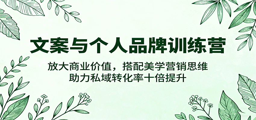 文案与个人品牌训练营，放大商业价值，搭配美学营销思维，助力私域转化率十倍提升 - 严选资源大全 - 严选资源大全