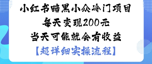 小红书暗黑小众冷门项目每天变现2张当天可能就会有收益 - 严选资源大全 - 严选资源大全