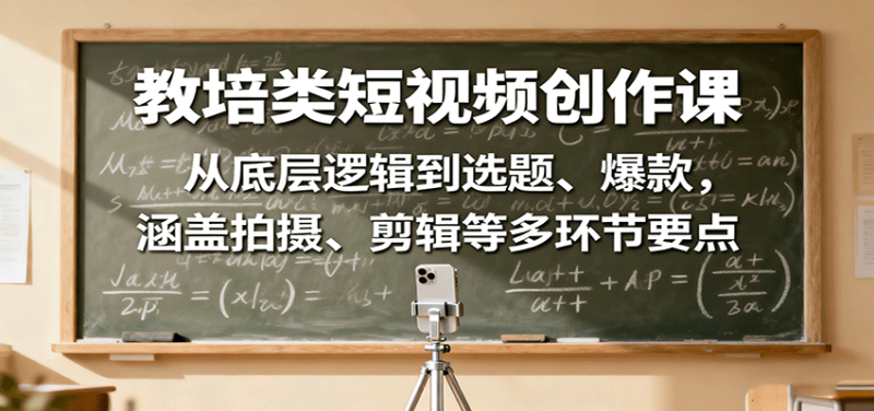 教培类短视频创作课:从底层逻辑到选题、爆款,涵盖拍摄、剪辑等多环节要点 - 严选资源大全 - 严选资源大全
