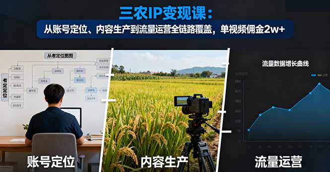 三农IP变现课:从账号定位、内容生产到流量运营全链路覆盖,单视频佣金2w+ - 严选资源大全