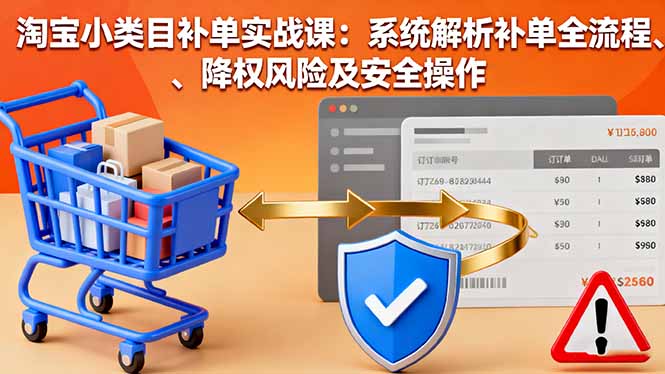 淘宝小类目补单实战课：系统解析补单全流程、降权风险及安全操作 - 严选资源大全 - 严选资源大全