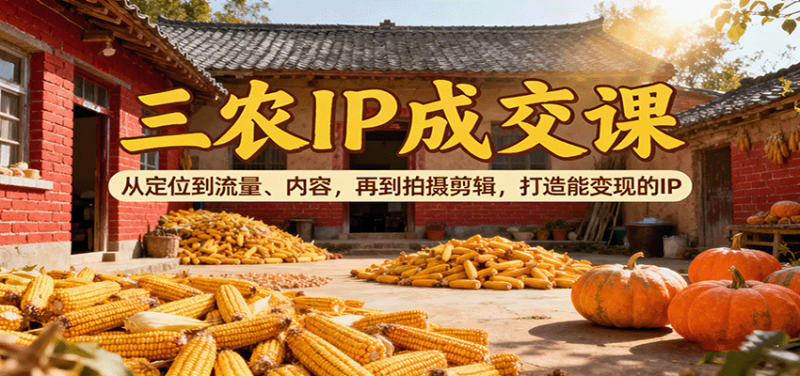 三农IP成交课:从定位到流量、内容,再到拍摄剪辑,打造能变现的IP - 严选资源大全 - 严选资源大全