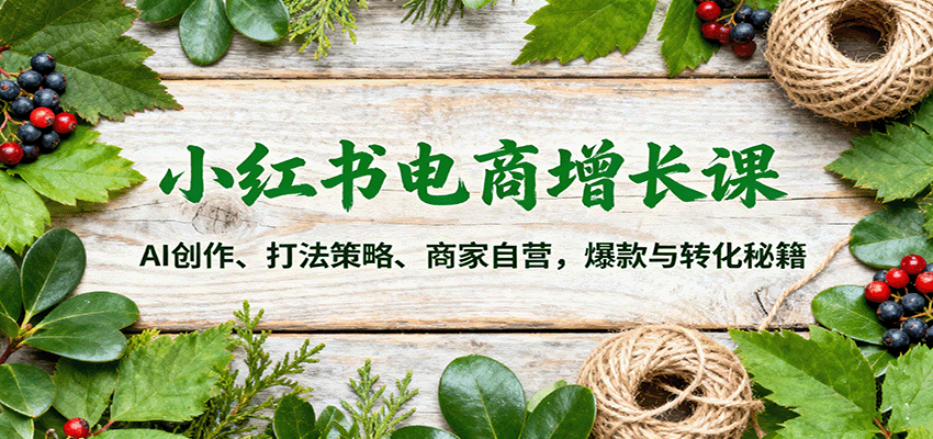 小红书电商增长课:AI创作、打法策略、商家自营,爆款与转化秘籍 - 严选资源大全