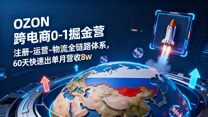 OZON跨境电商0-1掘金营:注册-运营-物流全链路体系,60天快速出单月营收8w - 严选资源大全
