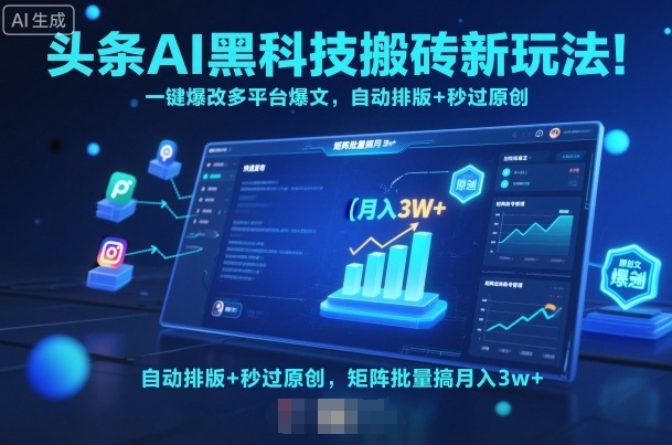头条AI黑科技搬砖新玩法！一键爆改多平台爆文，自动排版+秒过原创，矩阵批量搞月入3w+【揭秘】 - 严选资源大全 - 严选资源大全