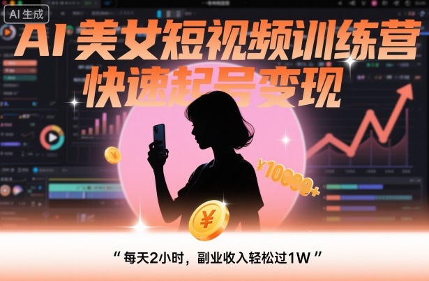 AI美女短视频训练营，快速起号变现，每天2小时，副业收入轻松过1W - 严选资源大全 - 严选资源大全