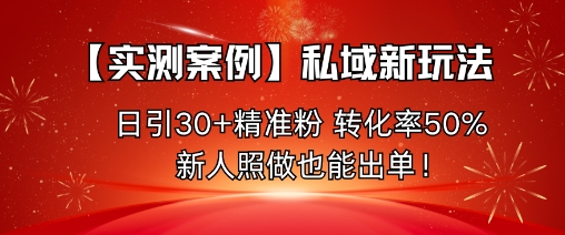 【实测案例】私域新玩法，日引30+精准粉，转化率50%，新人照做也能出单！ - 严选资源大全 - 严选资源大全