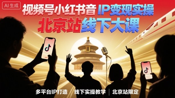 视频号小红书抖音IP变现实操北京站线下大课，40+行业短视频高变现姿势，100+IP高变现实操技术 - 严选资源大全 - 严选资源大全