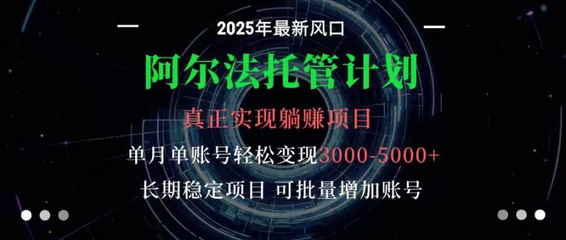 阿尔法托管计划 单账号月入3000-5000，长期稳定项目，新手小白轻松上手 - 严选资源大全 - 严选资源大全