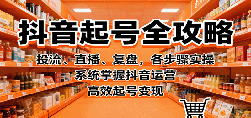 抖音起号全攻略，投流、直播、复盘，各步骤实操，系统掌握抖音运营，高效起号变现 - 严选资源大全 - 严选资源大全