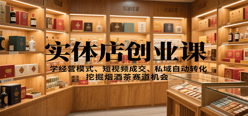 实体店创业课:学经营模式、短视频成交、私域自动转化,挖掘烟酒茶赛道机会 - 严选资源大全