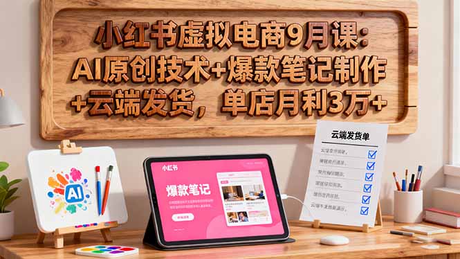 小红书虚拟电商9月课:AI原创技术+爆款笔记制作+云端发货,单店月利3万+ - 严选资源大全