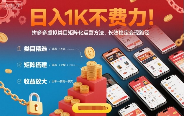 日入1K不费力！拼多多虚拟类目矩阵化运营方法，长效稳定变现路径 - 严选资源大全 - 严选资源大全