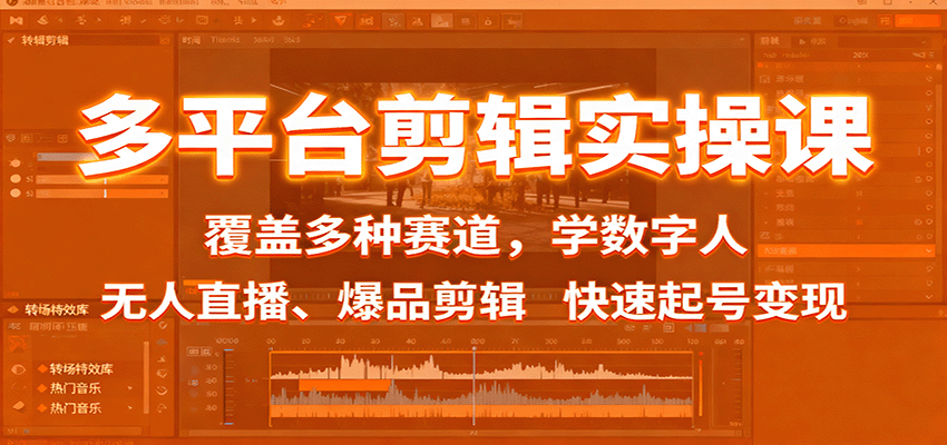 多平台剪辑实操课:覆盖多种赛道,学数字人、无人直播、爆品剪辑,快速起号变现 - 严选资源大全