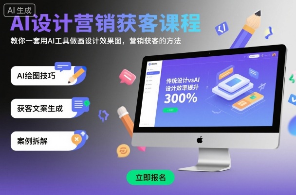 AI设计营销获客课程，教你一套用AI工具做画设计效果图，营销获客的方法 - 严选资源大全 - 严选资源大全