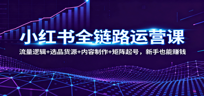 小红书全链路运营课：流量逻辑+选品货源+内容制作+矩阵起号，新手也能赚钱 - 严选资源大全 - 严选资源大全