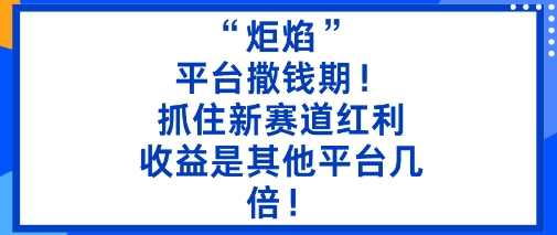 “炬焰”：平台撒钱期！抓住新赛道红利，5分钟二创内容，收益是其他平台几倍！ - 严选资源大全 - 严选资源大全
