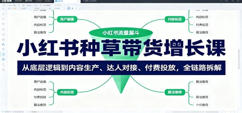 小红书种草带货增长课：从底层逻辑到内容生产、达人对接、付费投放，全链路拆解 - 严选资源大全 - 严选资源大全