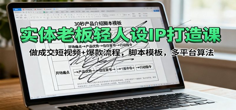 实体老板轻人设IP打造课：做成交短视频+爆款流程，脚本模板，多平台算法 - 严选资源大全 - 严选资源大全