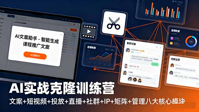 AI实战克隆训练营:文案+短视频+投放+直播+社群+IP+矩阵+管理八大核心模块 - 严选资源大全