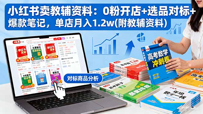 小红书卖教辅资料:0粉开店+选品对标+爆款笔记,单店月入1.2w(附教辅资料 - 严选资源大全
