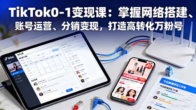 TikTok0-1变现课:掌握网络搭建、账号运营、分销变现,打造高转化万粉号 - 严选资源大全