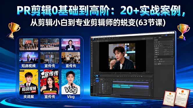 PR剪辑0基础到高阶:20+实战案例,从剪辑小白到专业剪辑师的蜕变(63节课 - 严选资源大全
