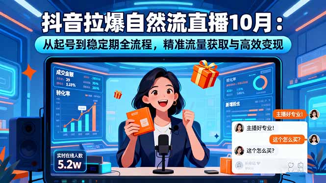 抖音拉爆自然流直播10月:从起号到稳定期全流程,精准流量获取与高效变现 - 严选资源大全