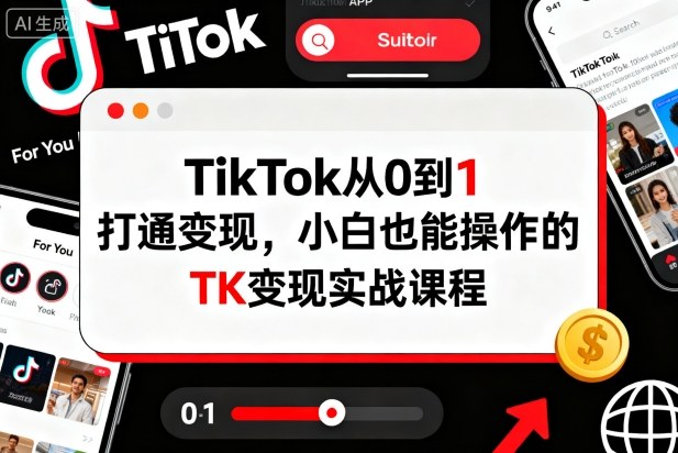 TikTok从0到1打通变现,小白也能操作的TK变现实战课程 - 严选资源大全