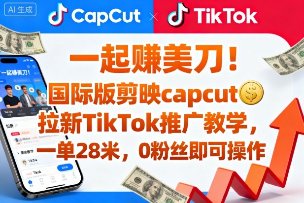 一起賺美刀！国际版剪映capcut拉新TikTok推广教学，一单28米，0粉丝即可操作(附推广入口和教学) - 严选资源大全 - 严选资源大全