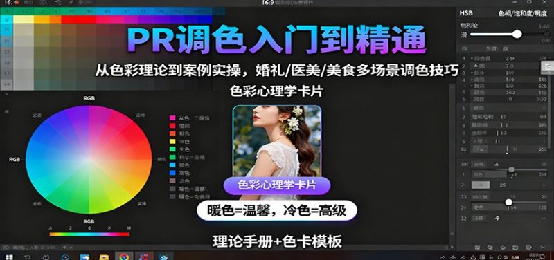 PR调色入门到精通:从色彩理论到案例实操,婚礼/医美/美食多场景调色技巧 - 严选资源大全 - 严选资源大全