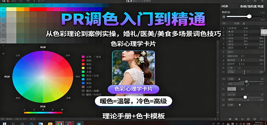 PR调色入门到精通:从色彩理论到案例实操,婚礼/医美/美食多场景调色技巧 - 严选资源大全