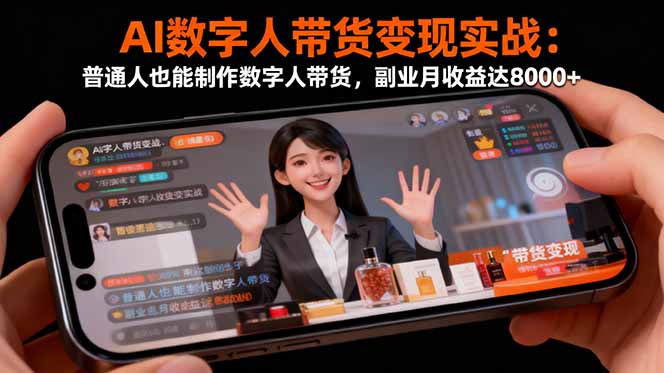 AI数字人带货变现实战:普通人也能制作数字人带货,副业月收益达8000+ - 严选资源大全
