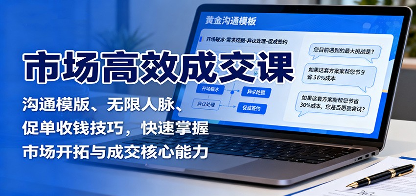 市场高效成交课:沟通模版、无限人脉、促单收钱技巧,快速掌握市场开拓与成交核心能力 - 严选资源大全