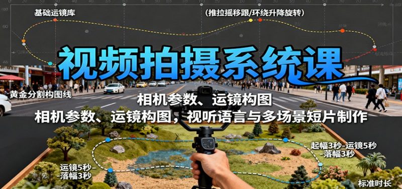 视频拍摄系统课:相机参数、运镜构图,视听语言与多场景短片制作 - 严选资源大全 - 严选资源大全