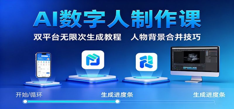 AI数字人制作课：双平台无限次生成教程，人物背景合并技巧 - 严选资源大全 - 严选资源大全