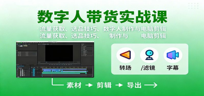 数字人变现实战课:流量获取、选品技巧、数字人制作与电脑剪辑 - 严选资源大全 - 严选资源大全
