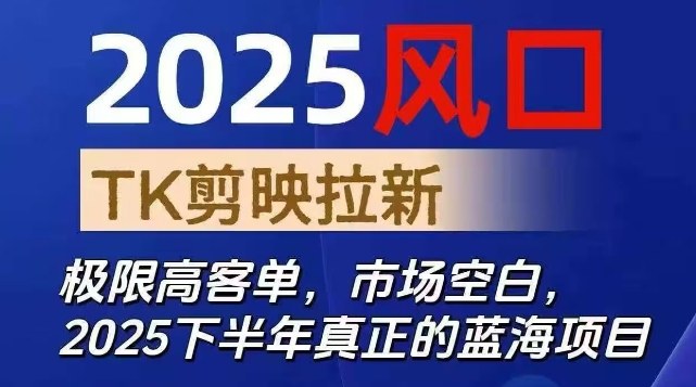 2025风口TK剪映capcut拉新项目,极限高客单,市场空白,2025下半年真正的蓝海项目 - 严选资源大全