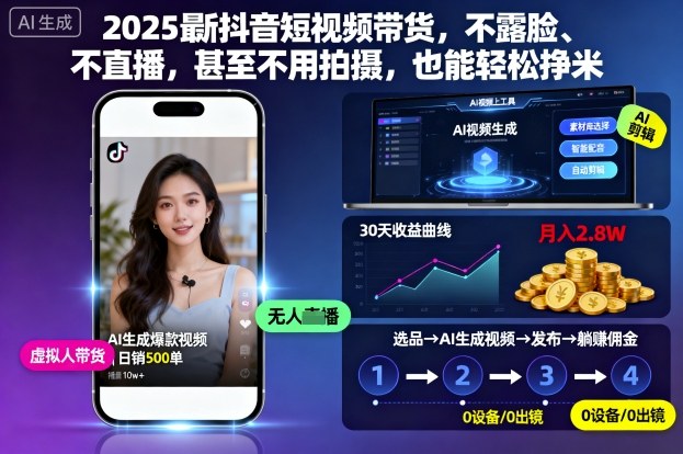 2025最新抖音短视频带货,不露脸、不直播,甚至不用拍摄,也能轻松挣米 - 严选资源大全