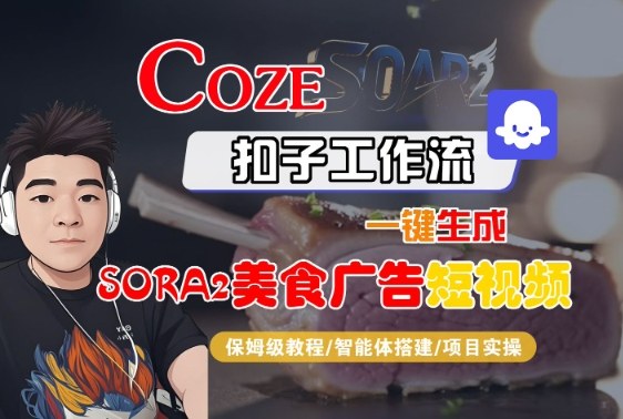 Coze扣子智能体工作流一键生成“SORA2美食广告“短视频,全流程保姆级教学 - 严选资源大全