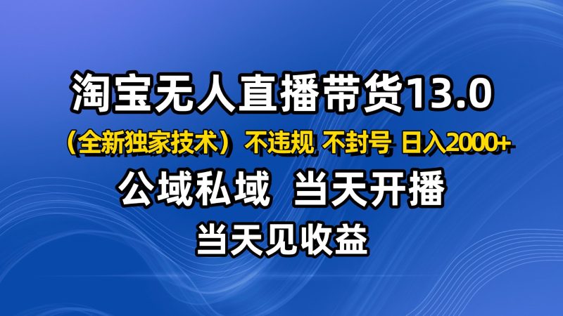 淘宝无人直播13.0,公域私域技术,不封号,不违规 布局下半年旺季赛道,日入2000+ - 严选资源大全 - 严选资源大全