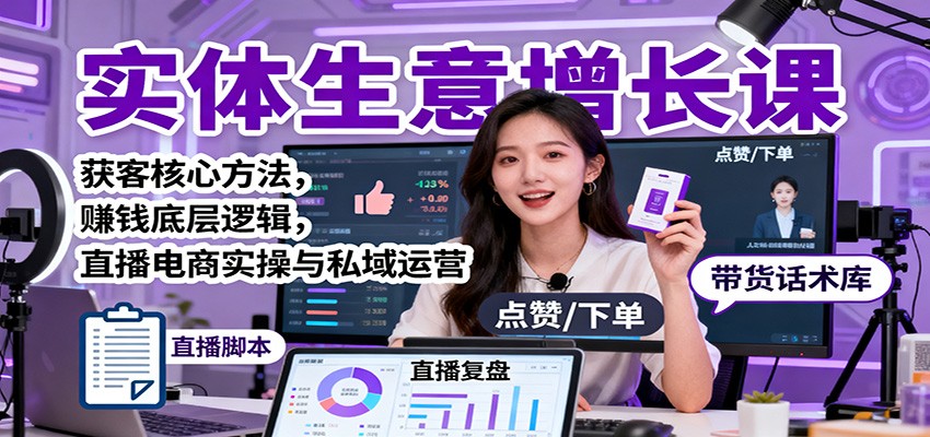 实体生意增长课:获客核心方法,赚钱底层逻辑,直播电商实操与私域运营 - 严选资源大全