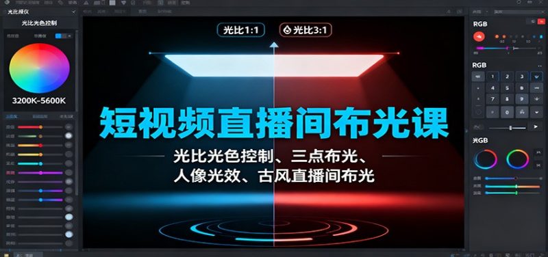 短视频直播间布光课:光比光色控制、三点布光、人像光效、古风直播间布光 - 严选资源大全 - 严选资源大全