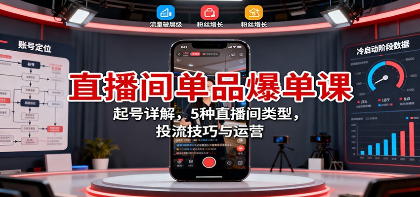 直播间单品爆单课:起号详解,5种直播间类型,投流技巧与运营 - 严选资源大全